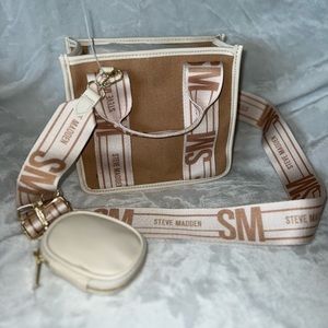 Steve Madden TikTok Viral B Webber Tote / Crossbody NWT in Camel / Cream